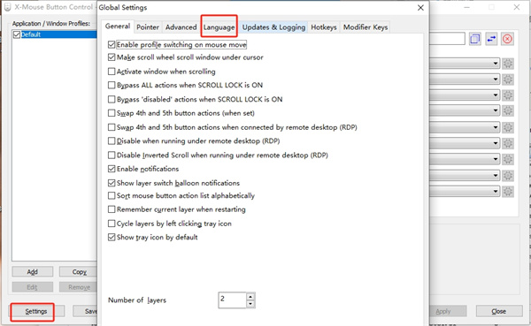 X-Mouse Button Control(鼠标侧键设置工具) v2.20.5官方版(图2) X-Mouse Button Control(鼠标侧键设置工具) v2.20.5官方版(图2)