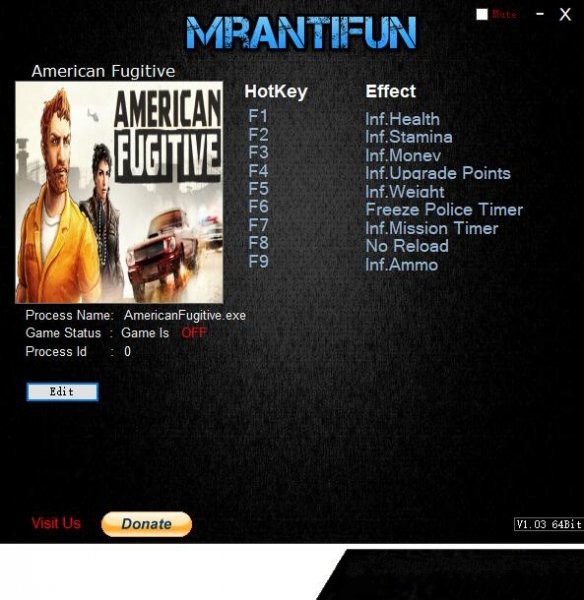 美国逃亡者游戏修改器下载