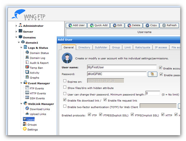 Wing FTP Server(FTP服务器) v8.1.1